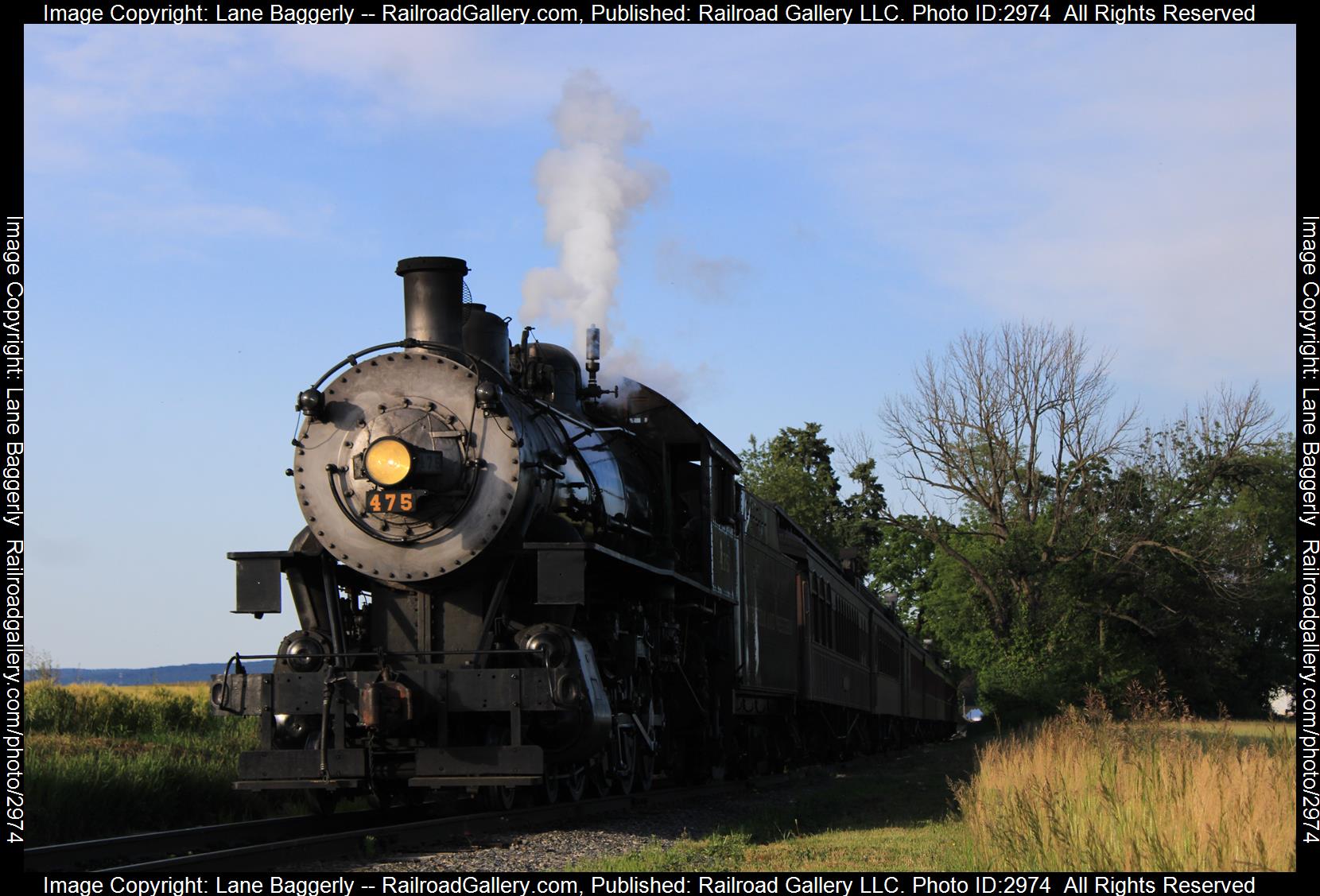 N&W 475 is a class 4-8-0 and  is pictured in Strasburg, Pennsylvania, United States.  This was taken along the SRC on the Strasburg Rail Road. Photo Copyright: Lane Baggerly uploaded to Railroad Gallery on 01/16/2024. This photograph of N&W 475 was taken on Friday, May 26, 2023. All Rights Reserved. 